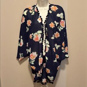 Xhilaration Navy Floral Kimono